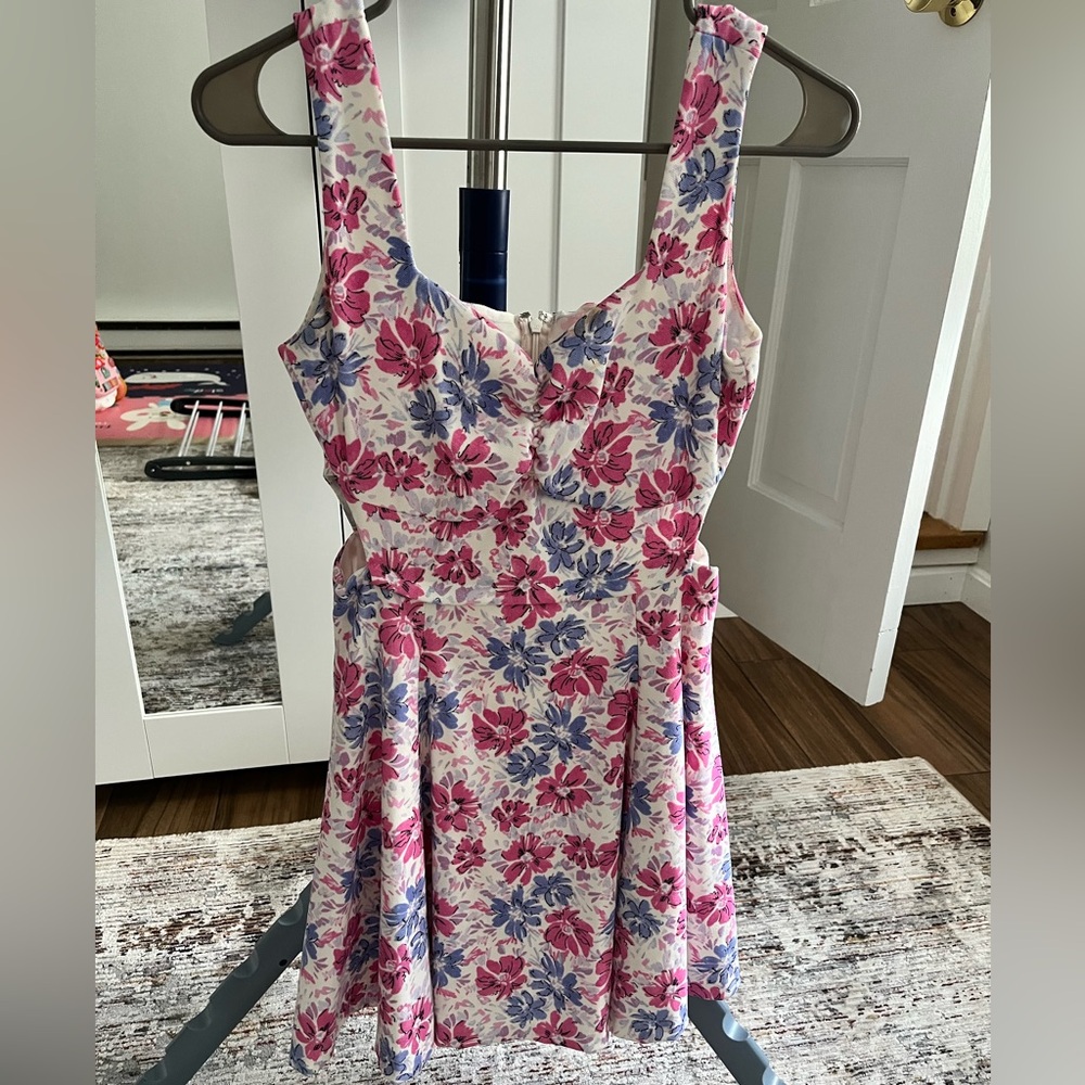 Floral Pink and Blue Mini Dress